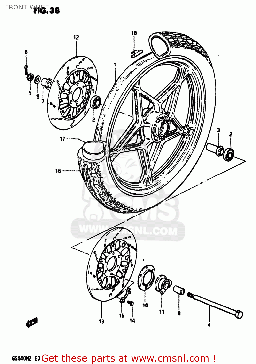 FRONT WHEEL GS550M 1982 (Z) USA (E03)