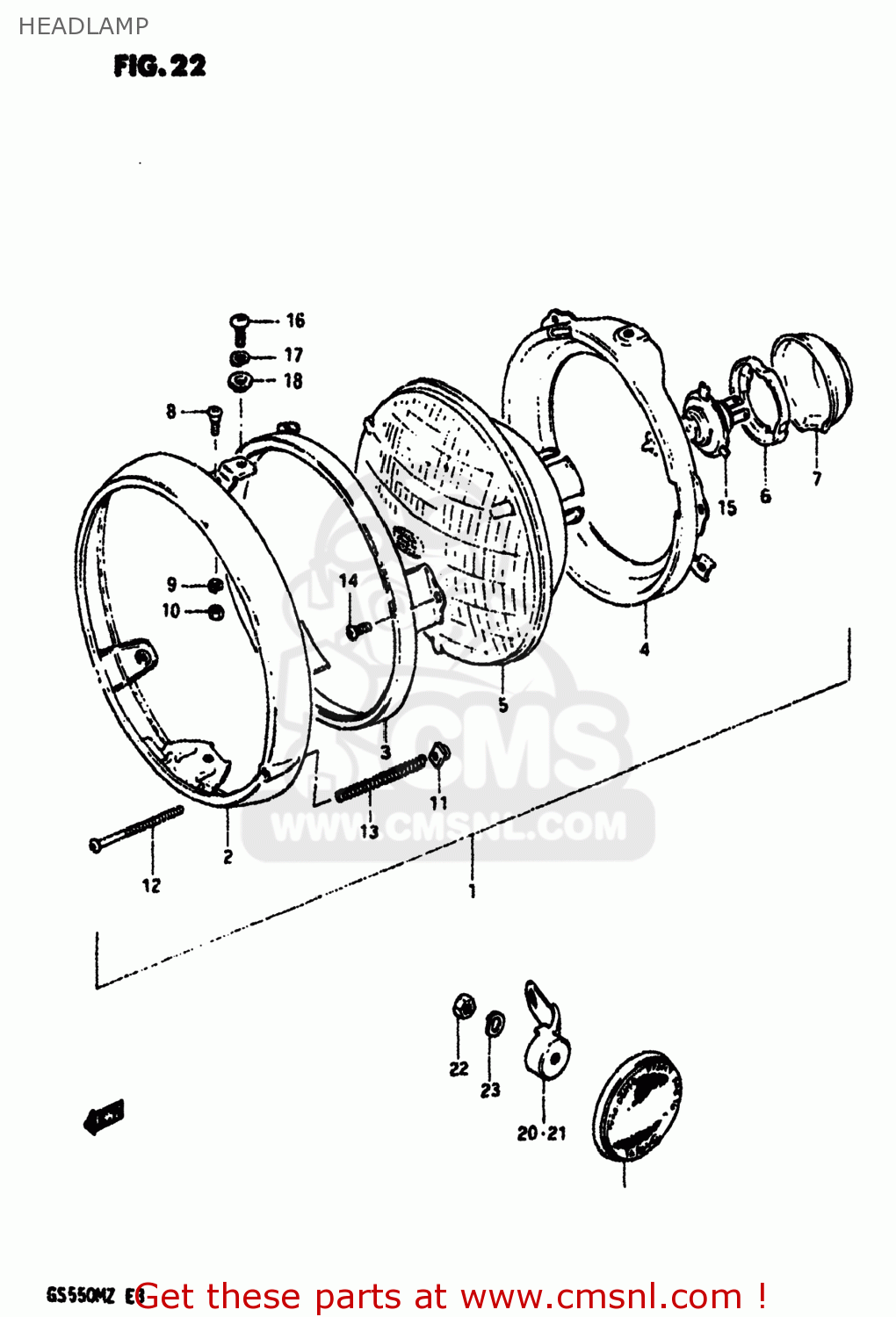 HEADLAMP GS550M 1982 (Z) USA (E03)