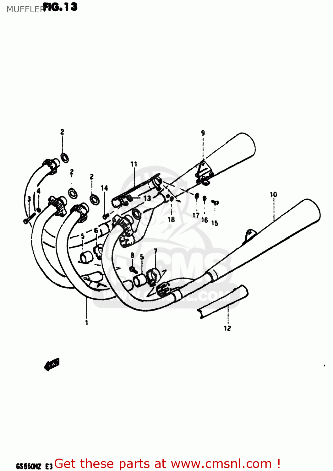 MUFFLER GS550M 1982 (Z) USA (E03)