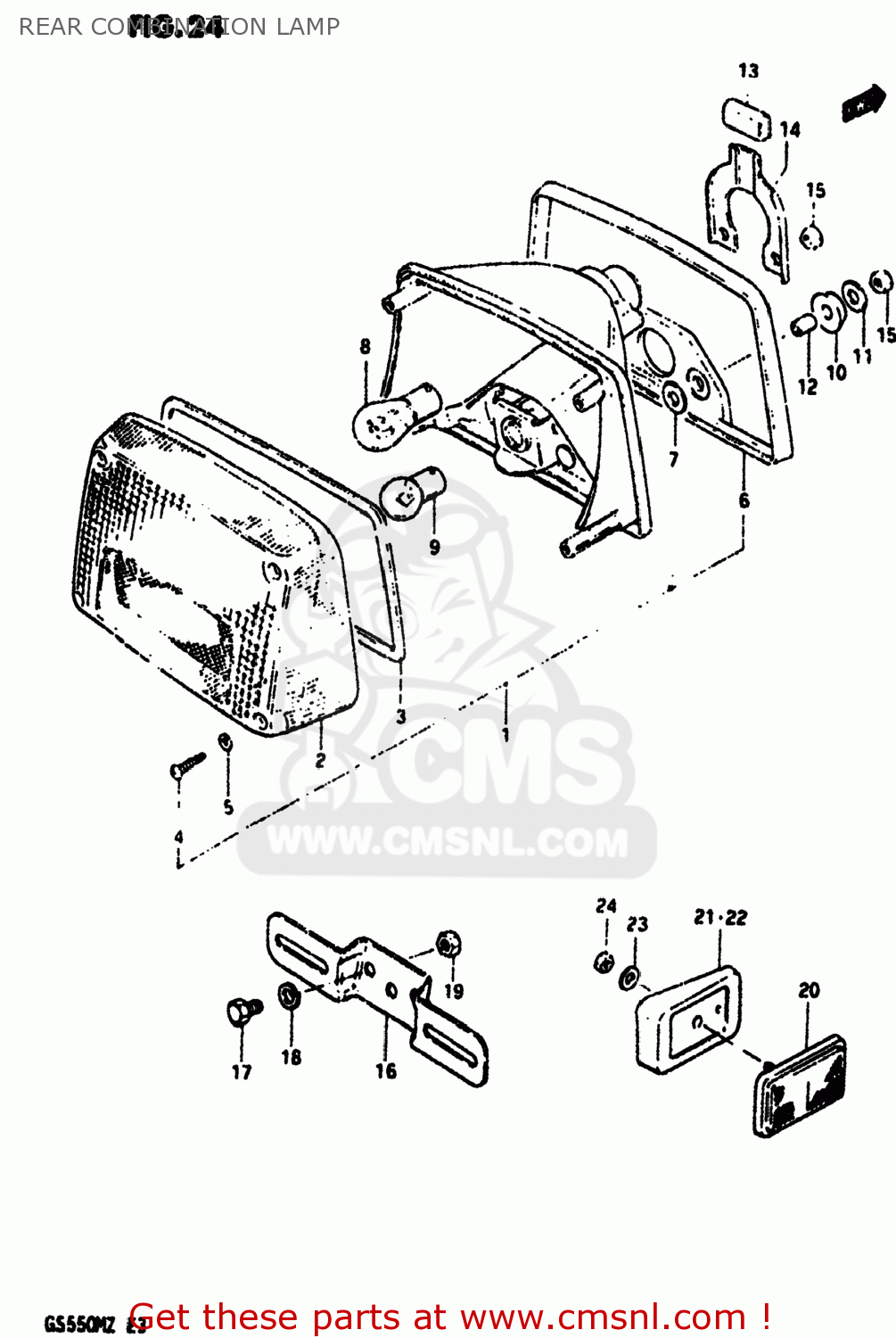 REAR COMBINATION LAMP GS550M 1982 (Z) USA (E03)