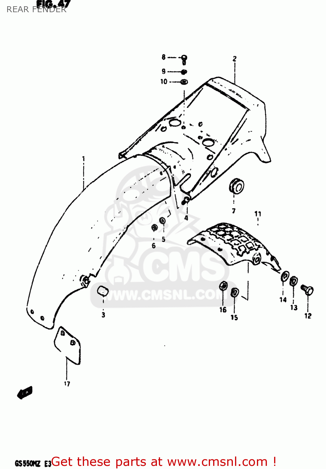 REAR FENDER GS550M 1982 (Z) USA (E03)