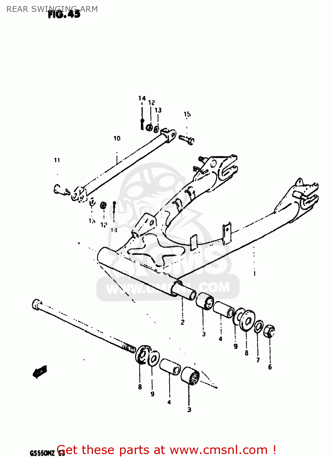 REAR SWINGING ARM GS550M 1982 (Z) USA (E03)