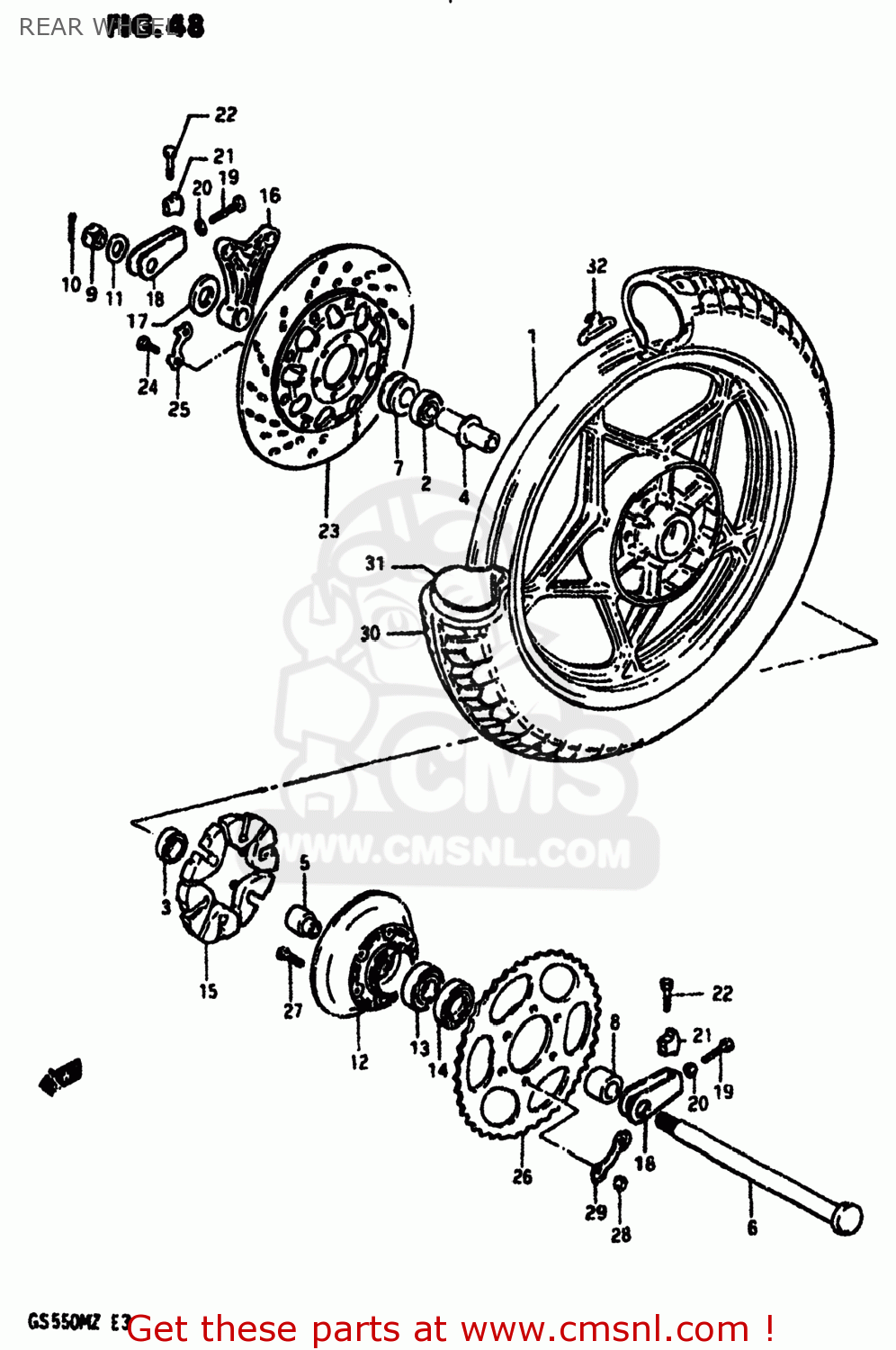 REAR WHEEL GS550M 1982 (Z) USA (E03)