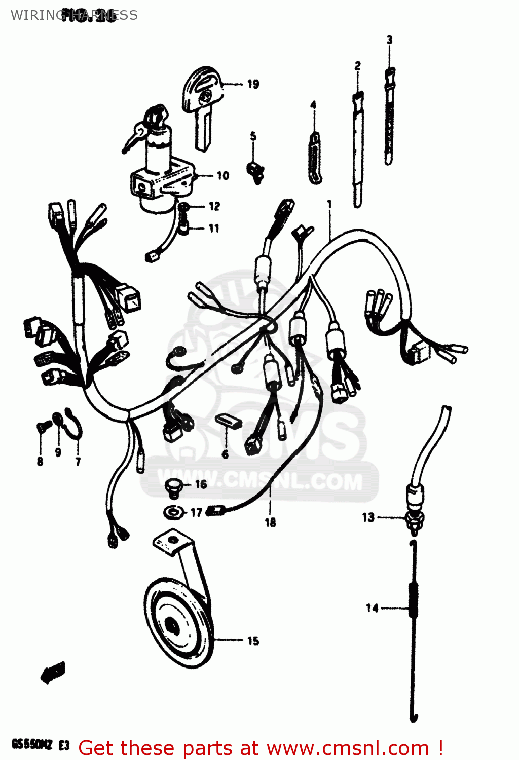WIRING HARNESS GS550M 1982 (Z) USA (E03)