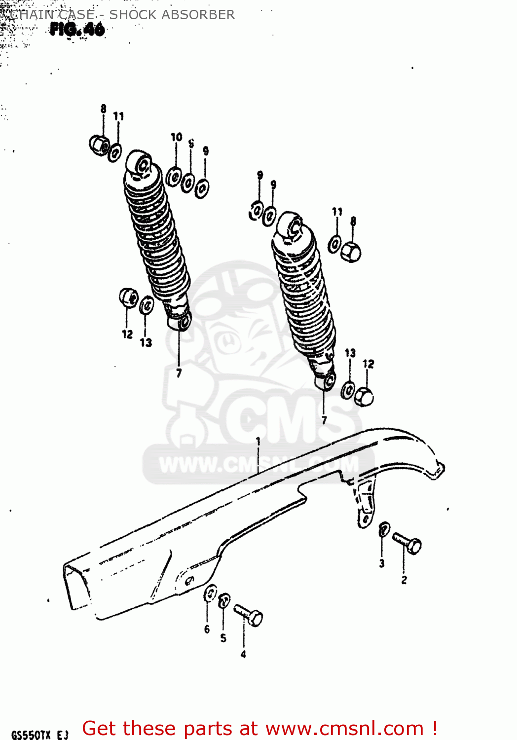 CHAIN CASE - SHOCK ABSORBER GS550T 1981 (X) USA (E03)