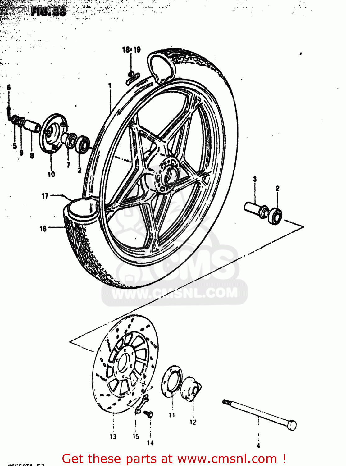 FRONT WHEEL GS550T 1981 (X) USA (E03)
