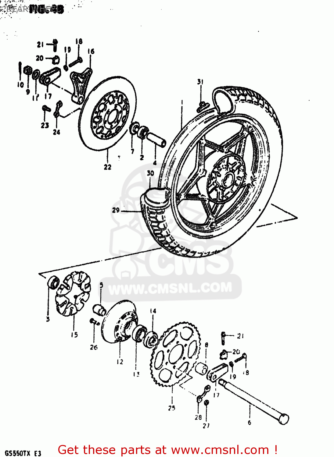 REAR WHEEL GS550T 1981 (X) USA (E03)