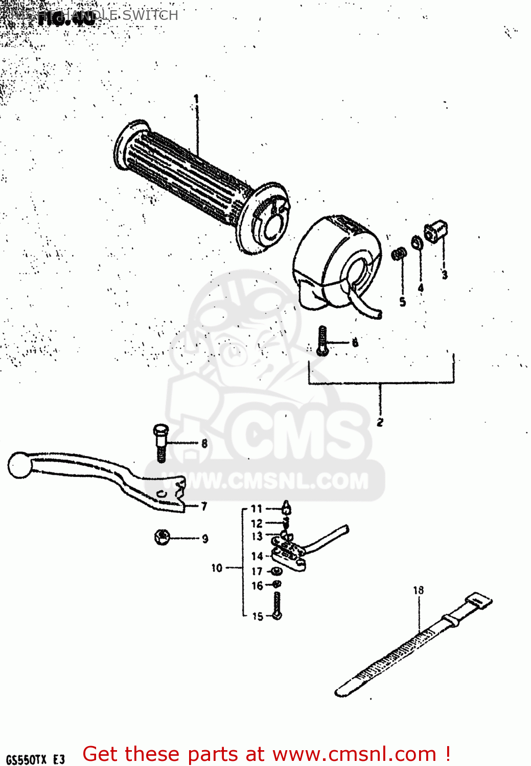 RIGHT HANDLE SWITCH GS550T 1981 (X) USA (E03)