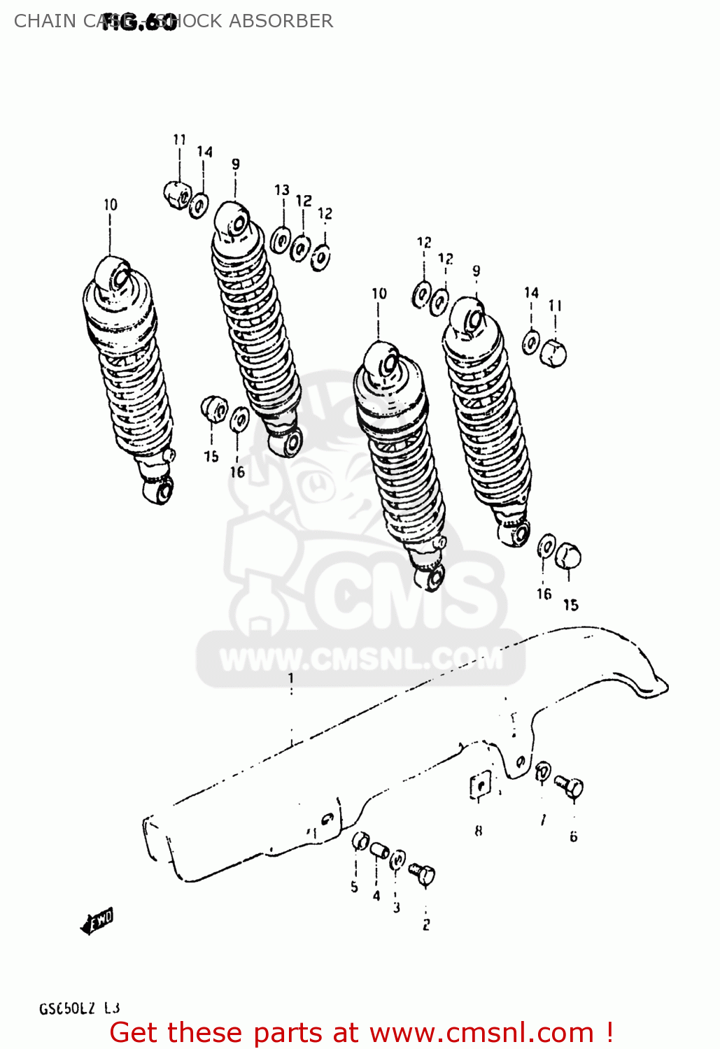 CHAIN CASE - SHOCK ABSORBER GS650E 1981 (X) USA (E03)