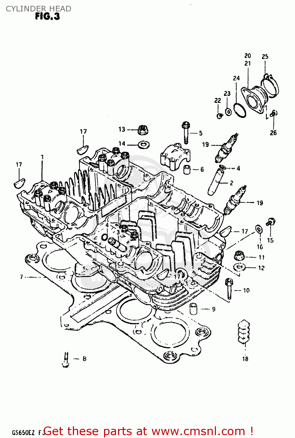 CYLINDER HEAD GS650E 1981 (X) USA (E03)