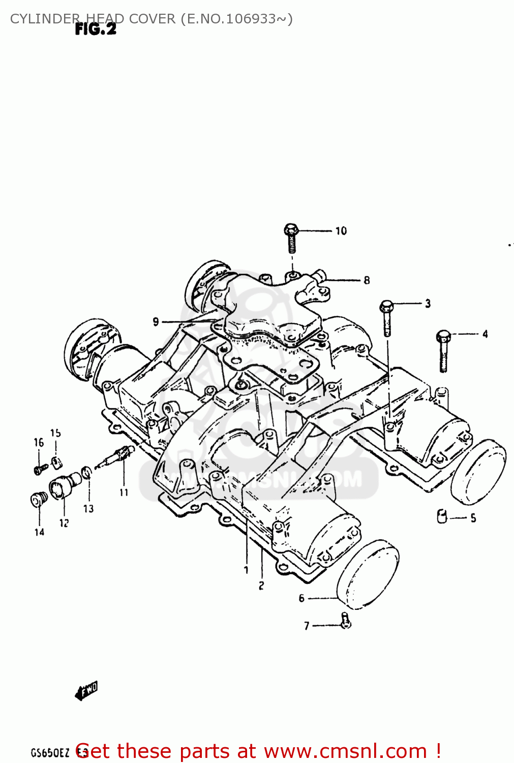 CYLINDER HEAD COVER (E.NO.106933~) GS650E 1981 (X) USA (E03)