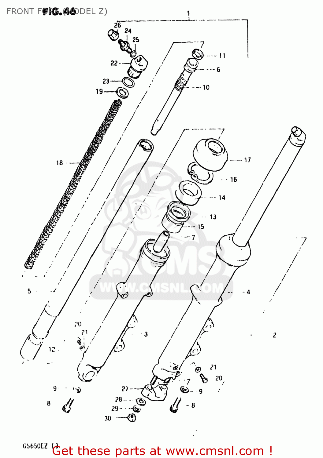 FRONT FORK (MODEL Z) GS650E 1981 (X) USA (E03)