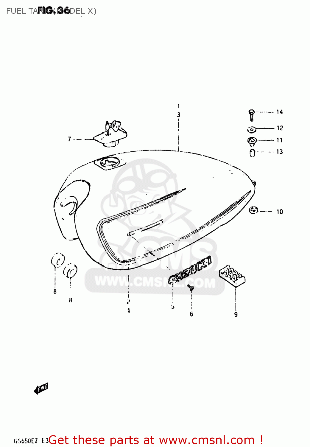 FUEL TANK (MODEL X) GS650E 1981 (X) USA (E03)