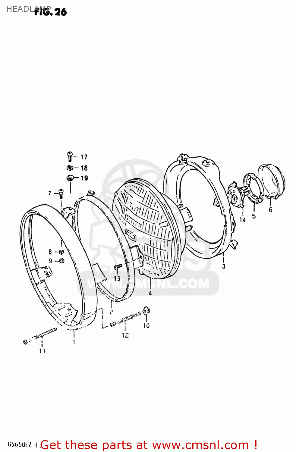 HEADLAMP GS650E 1981 (X) USA (E03)