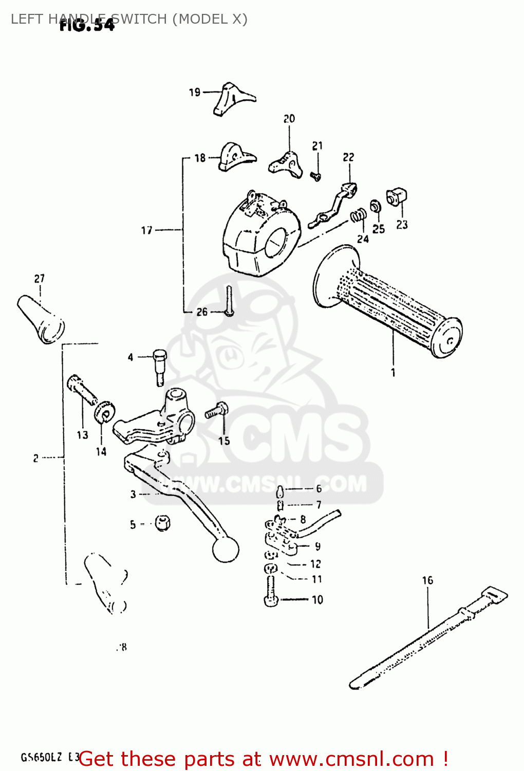 LEFT HANDLE SWITCH (MODEL X) GS650E 1981 (X) USA (E03)