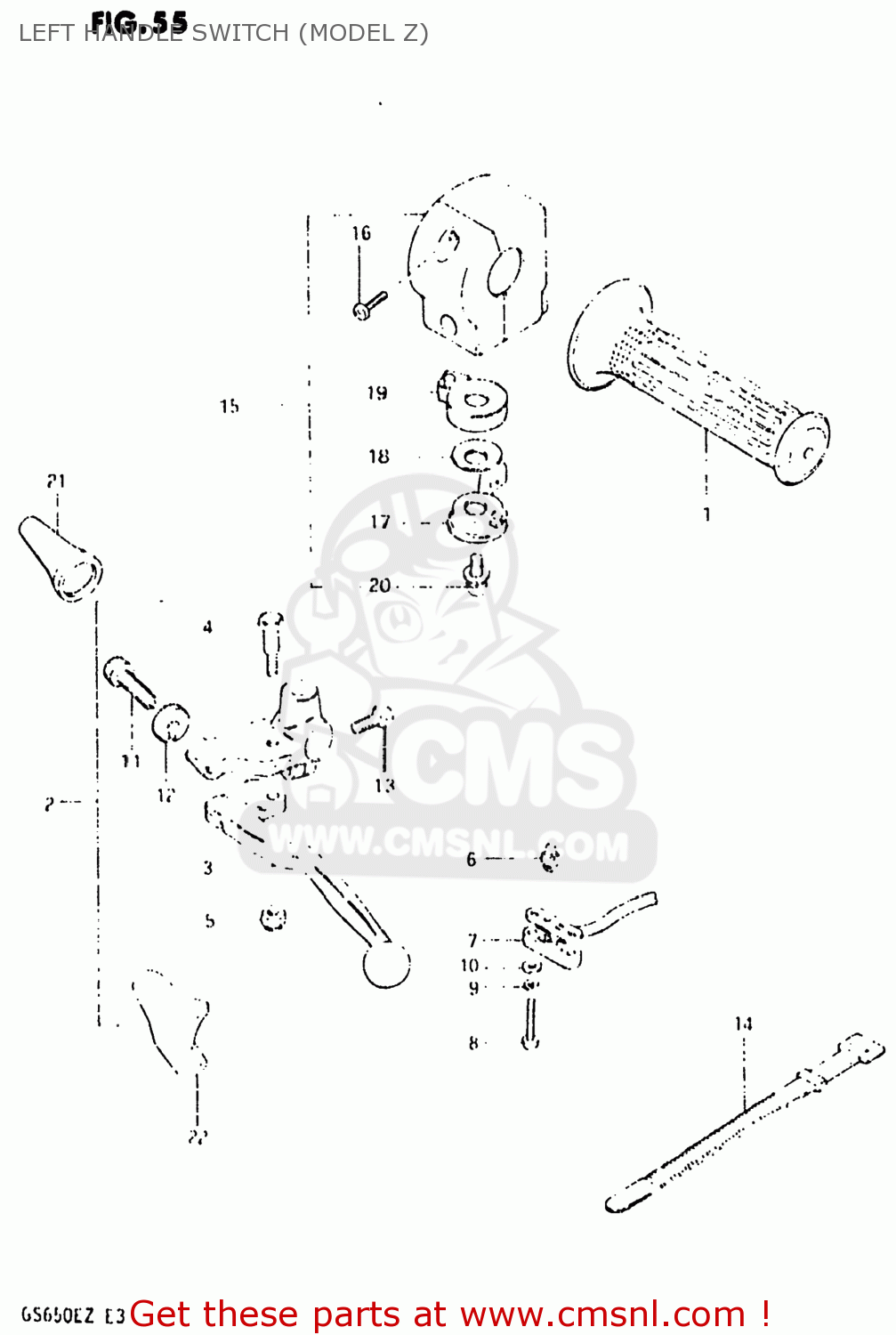 LEFT HANDLE SWITCH (MODEL Z) GS650E 1981 (X) USA (E03)
