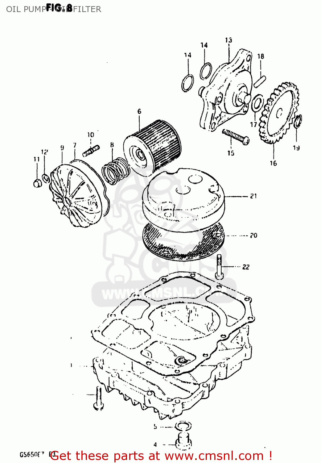 OIL PUMP - OIL FILTER GS650E 1981 (X) USA (E03)