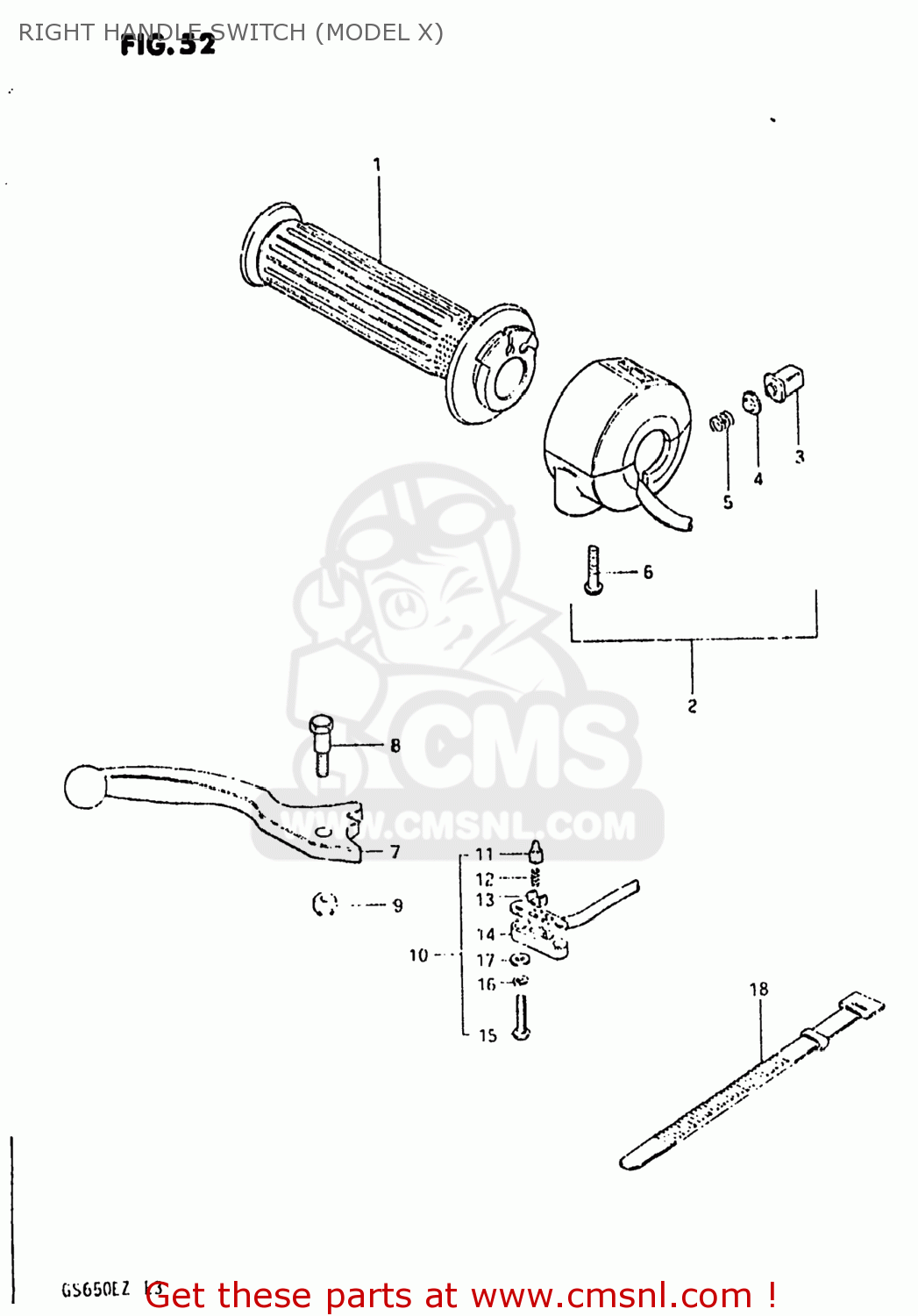 RIGHT HANDLE SWITCH (MODEL X) GS650E 1981 (X) USA (E03)