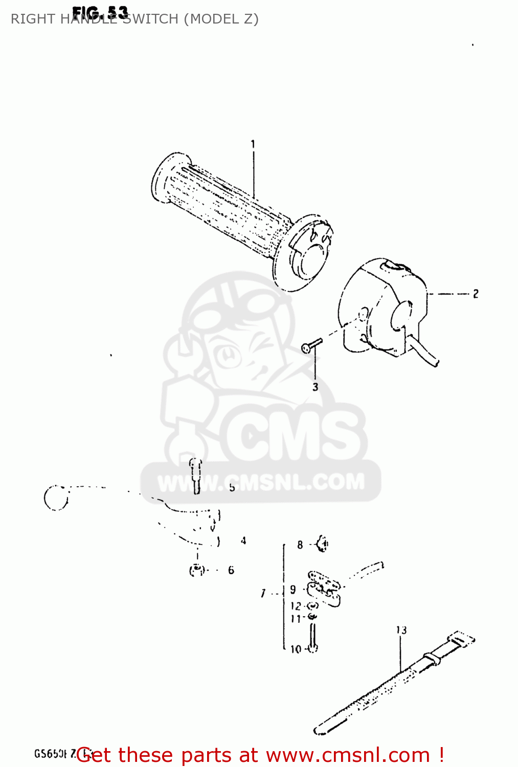RIGHT HANDLE SWITCH (MODEL Z) GS650E 1981 (X) USA (E03)
