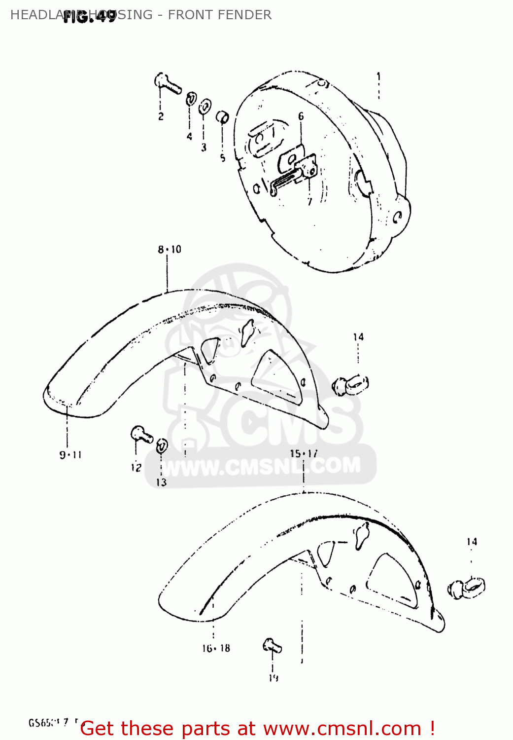 Suzuki GS650E 1982 (Z) USA (E03) HEADLAMP HOUSING - FRONT FENDER - buy ...