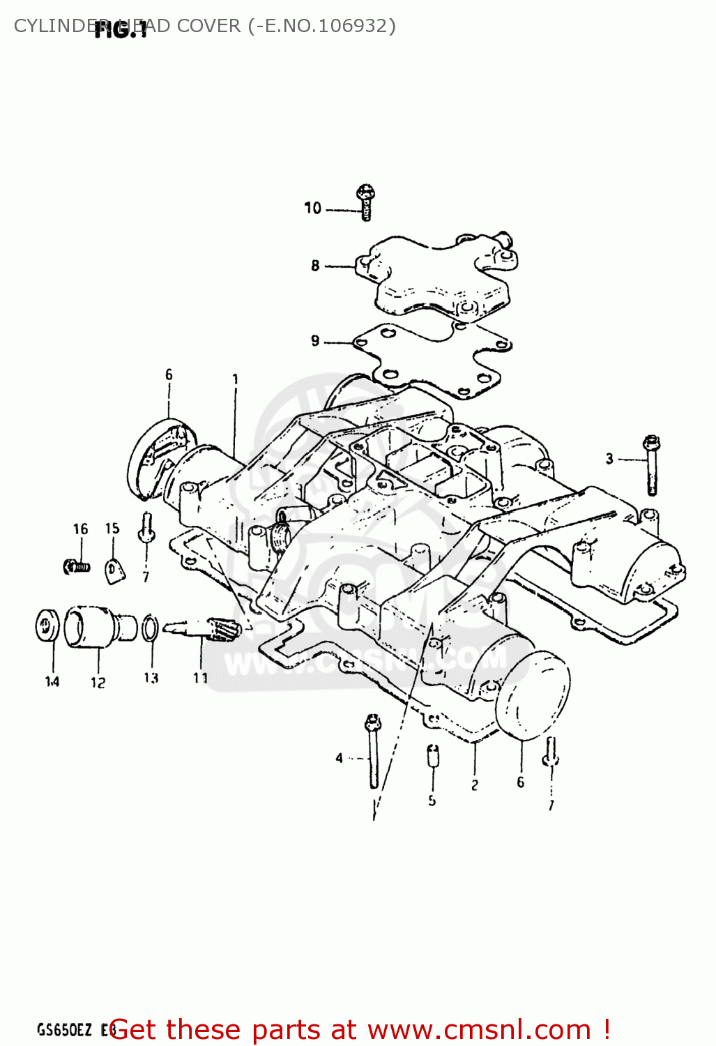CYLINDER HEAD COVER (-E.NO.106932) GS650E 1982 (Z) USA (E03)
