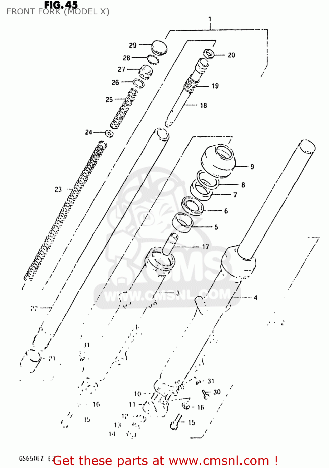 FRONT FORK (MODEL X) GS650E 1982 (Z) USA (E03)