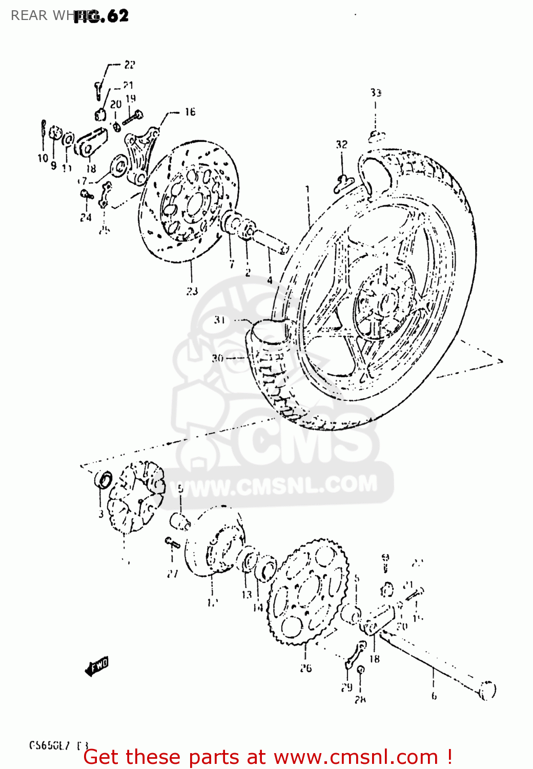 REAR WHEEL GS650E 1982 (Z) USA (E03)