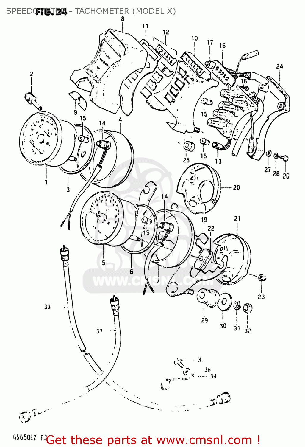 SPEEDOMETER - TACHOMETER (MODEL X) GS650E 1982 (Z) USA (E03)