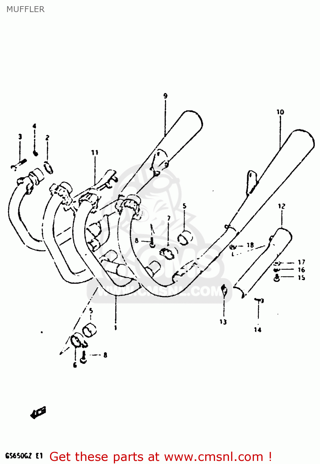 MUFFLER GS650G 1981 (X) (E01 E02 E04 E06 E16 E18 E21 E22 E24 E39)