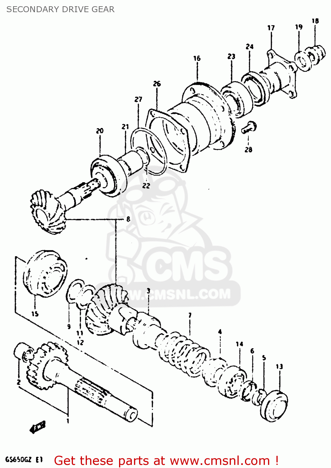 SECONDARY DRIVE GEAR GS650G 1981 (X) (E01 E02 E04 E06 E16 E18 E21 E22 E24 E39)
