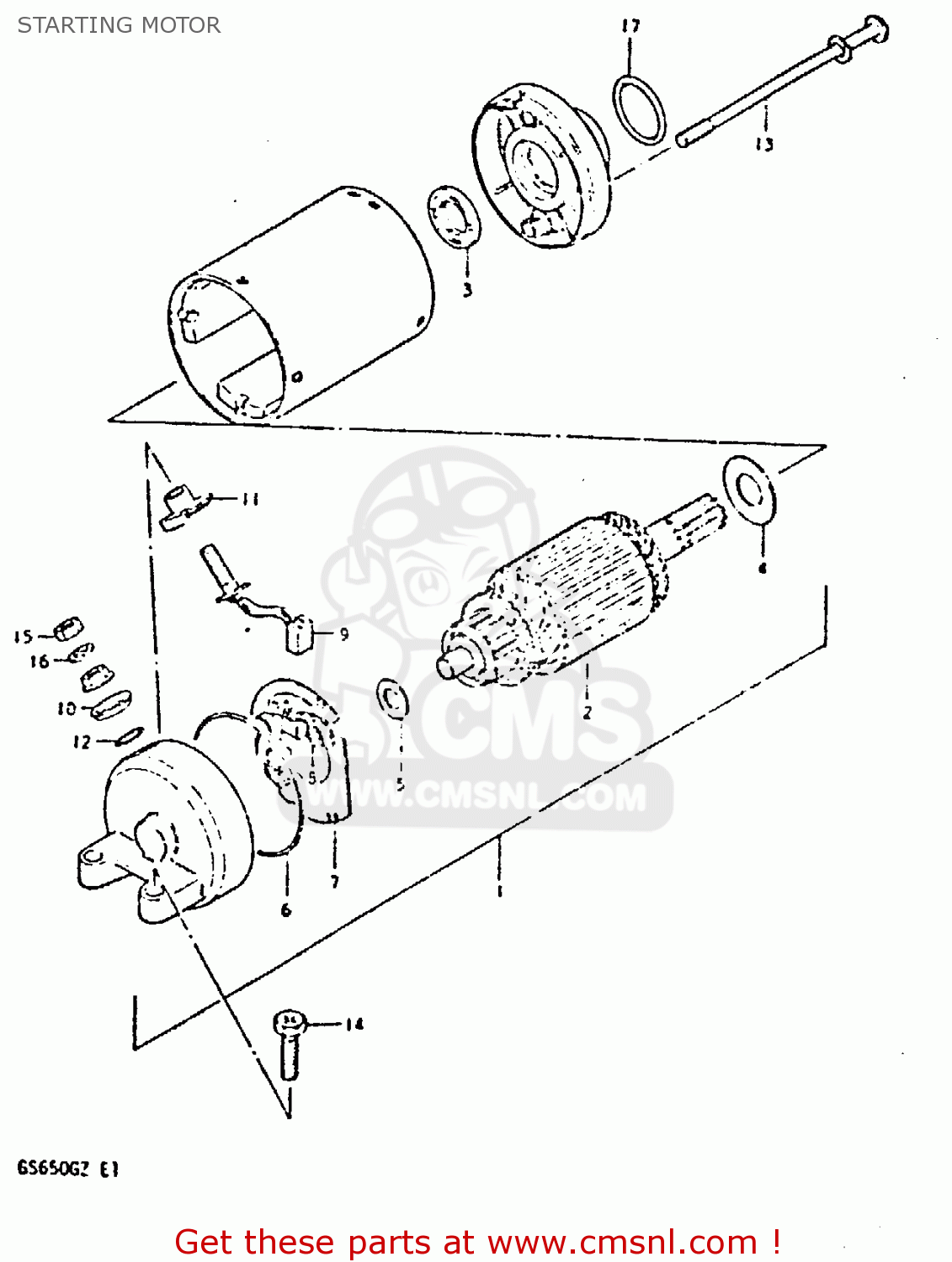 STARTING MOTOR GS650G 1981 (X) (E01 E02 E04 E06 E16 E18 E21 E22 E24 E39)