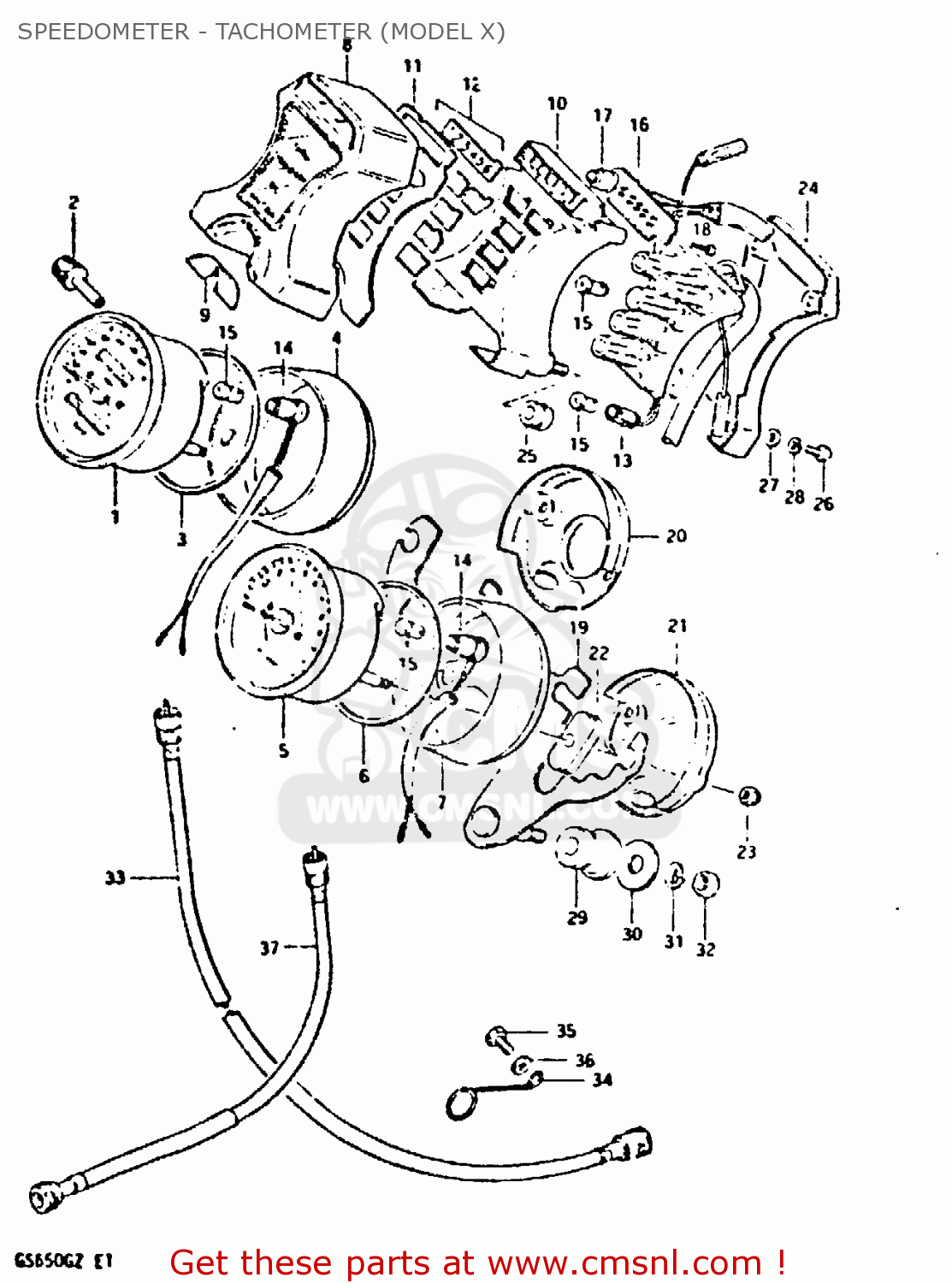 SPEEDOMETER - TACHOMETER (MODEL X) GS650G 1981 (X) (E01 E02 E04 E06 E16 E18 E21 E22 E24 E39)