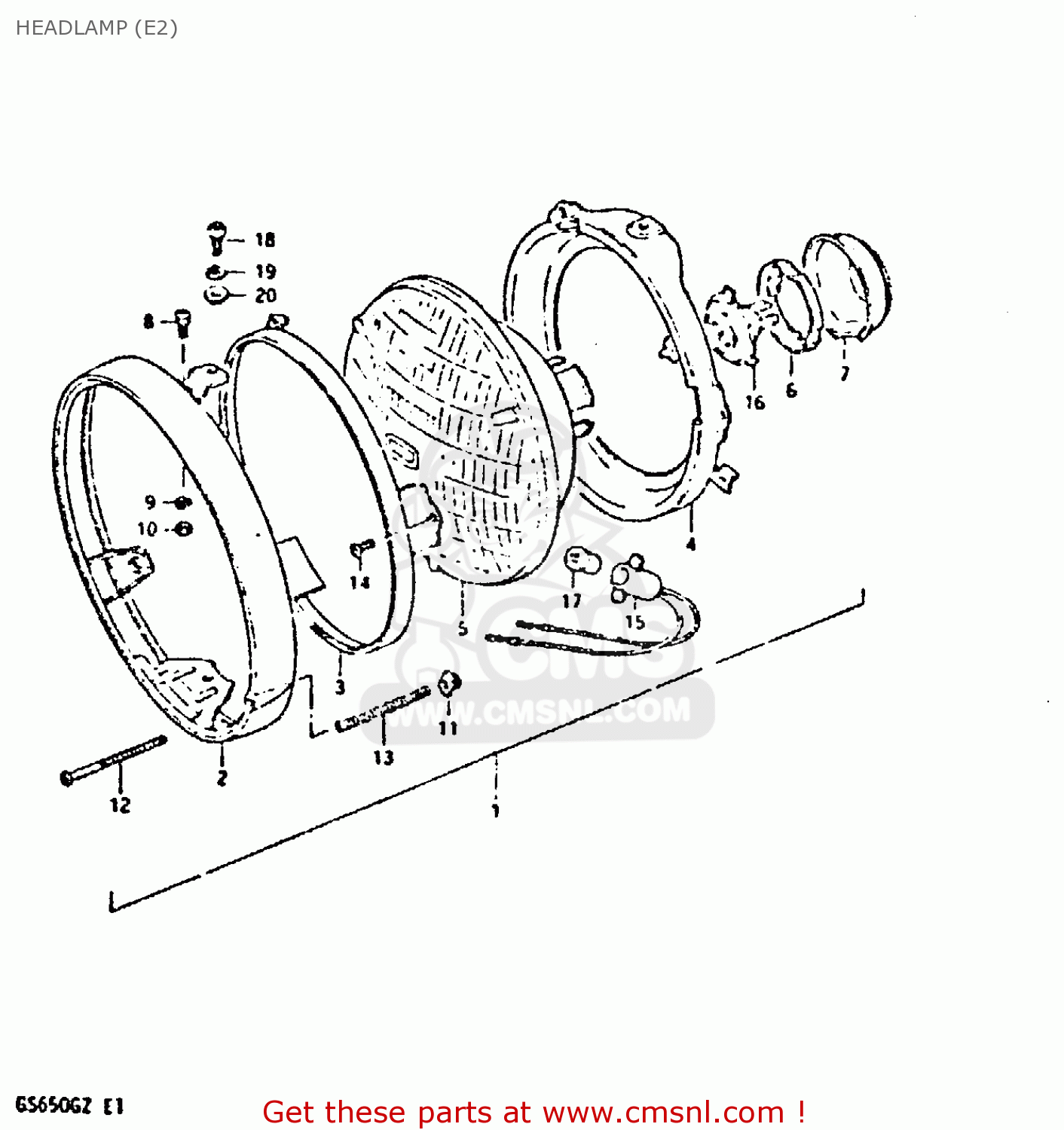 HEADLAMP (E2) GS650G 1981 (X) (E01 E02 E04 E06 E16 E18 E21 E22 E24 E39)
