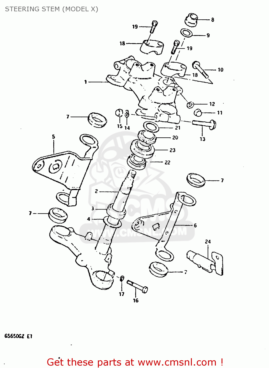 STEERING STEM (MODEL X) GS650G 1981 (X) (E01 E02 E04 E06 E16 E18 E21 E22 E24 E39)