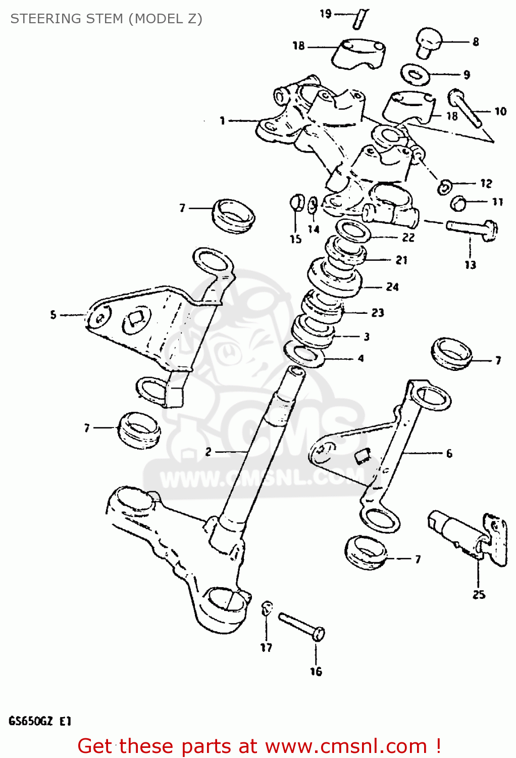 STEERING STEM (MODEL Z) GS650G 1981 (X) (E01 E02 E04 E06 E16 E18 E21 E22 E24 E39)
