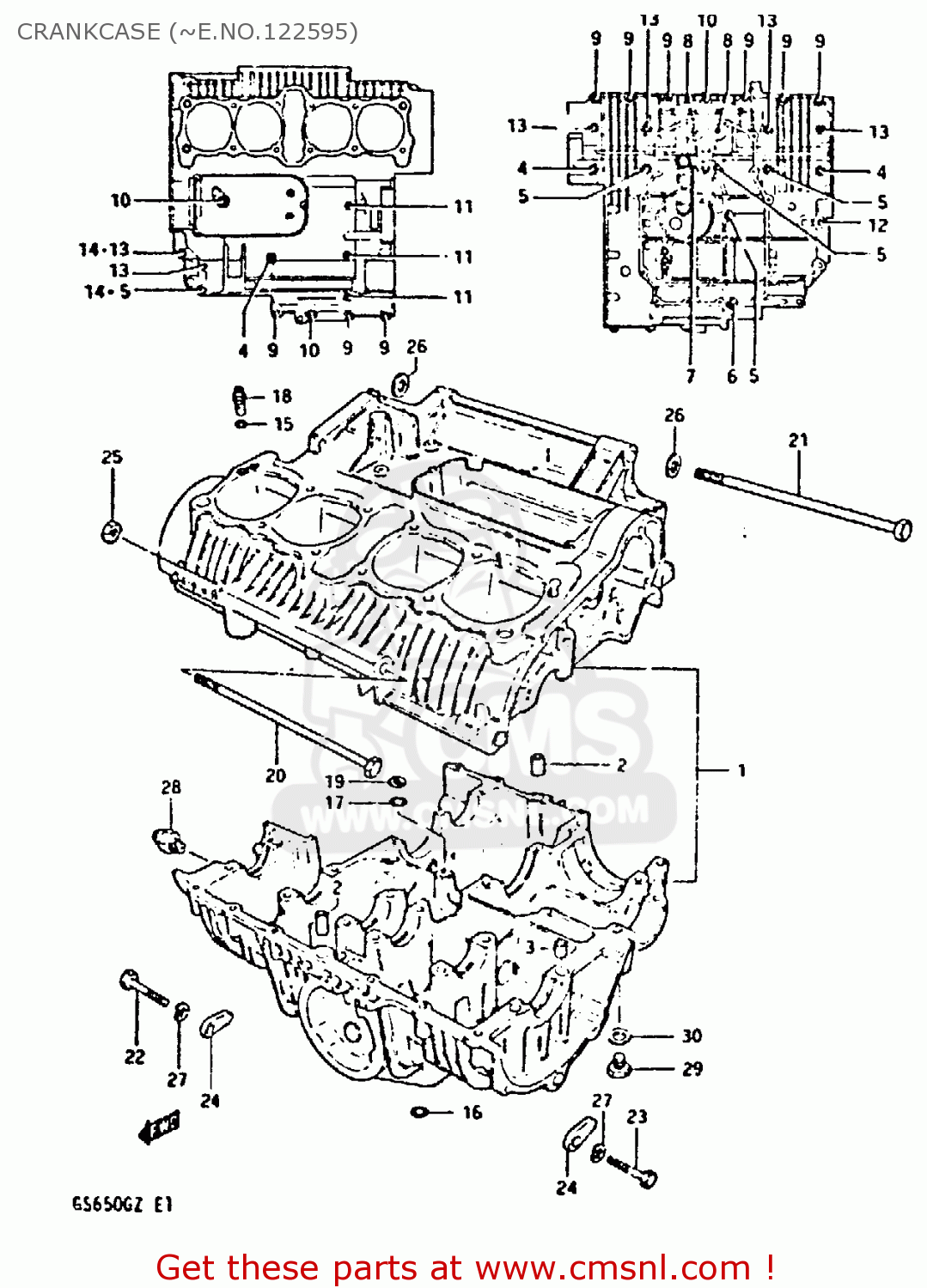 CRANKCASE (~E.NO.122595) GS650G 1981 (X) (E01 E02 E04 E06 E16 E18 E21 E22 E24 E39)