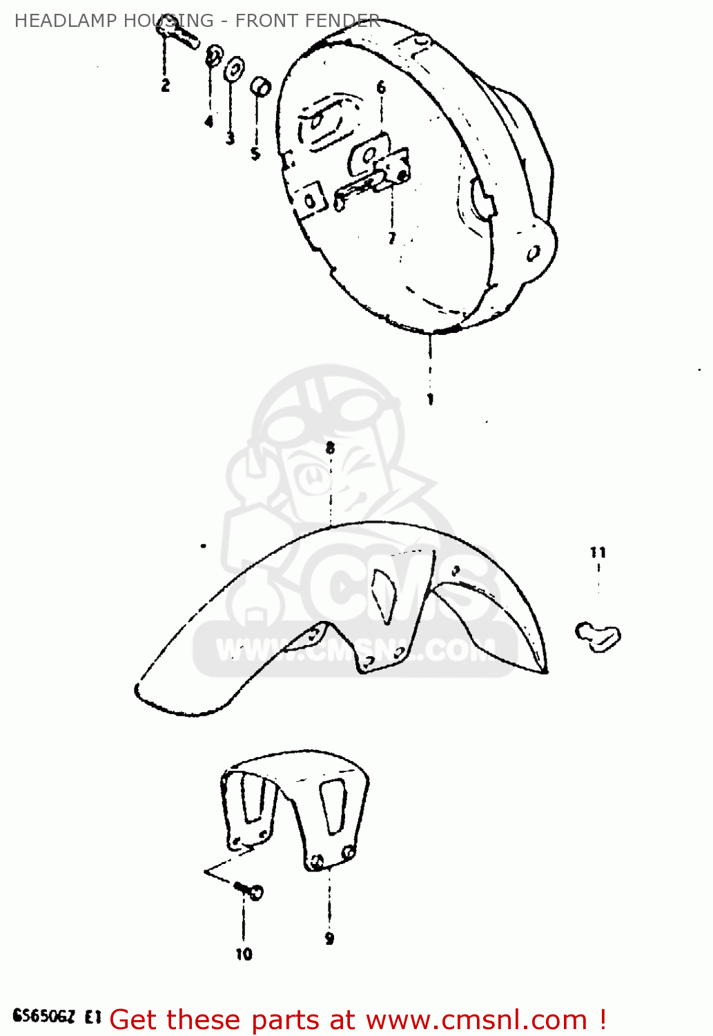 HEADLAMP HOUSING - FRONT FENDER GS650G 1981 (X) (E01 E02 E04 E06 E16 E18 E21 E22 E24 E39)