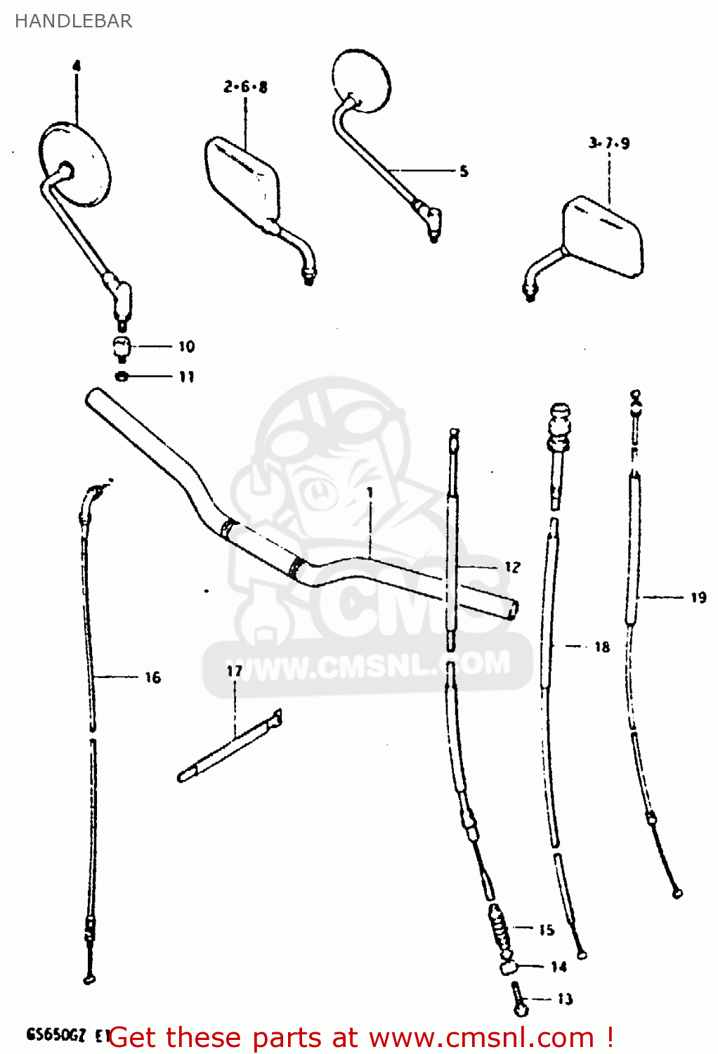HANDLEBAR GS650G 1981 (X) (E01 E02 E04 E06 E16 E18 E21 E22 E24 E39)