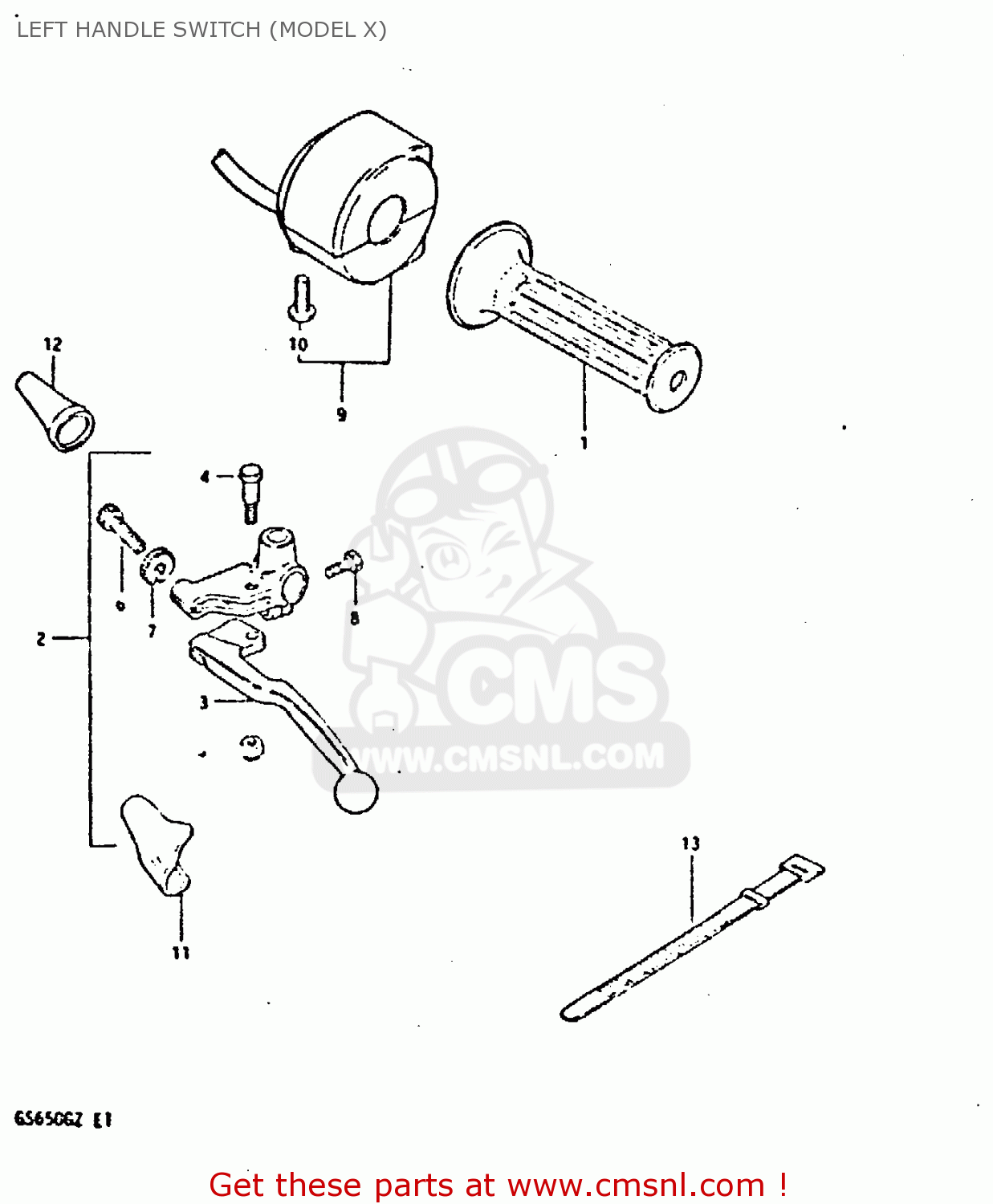 LEFT HANDLE SWITCH (MODEL X) GS650G 1981 (X) (E01 E02 E04 E06 E16 E18 E21 E22 E24 E39)