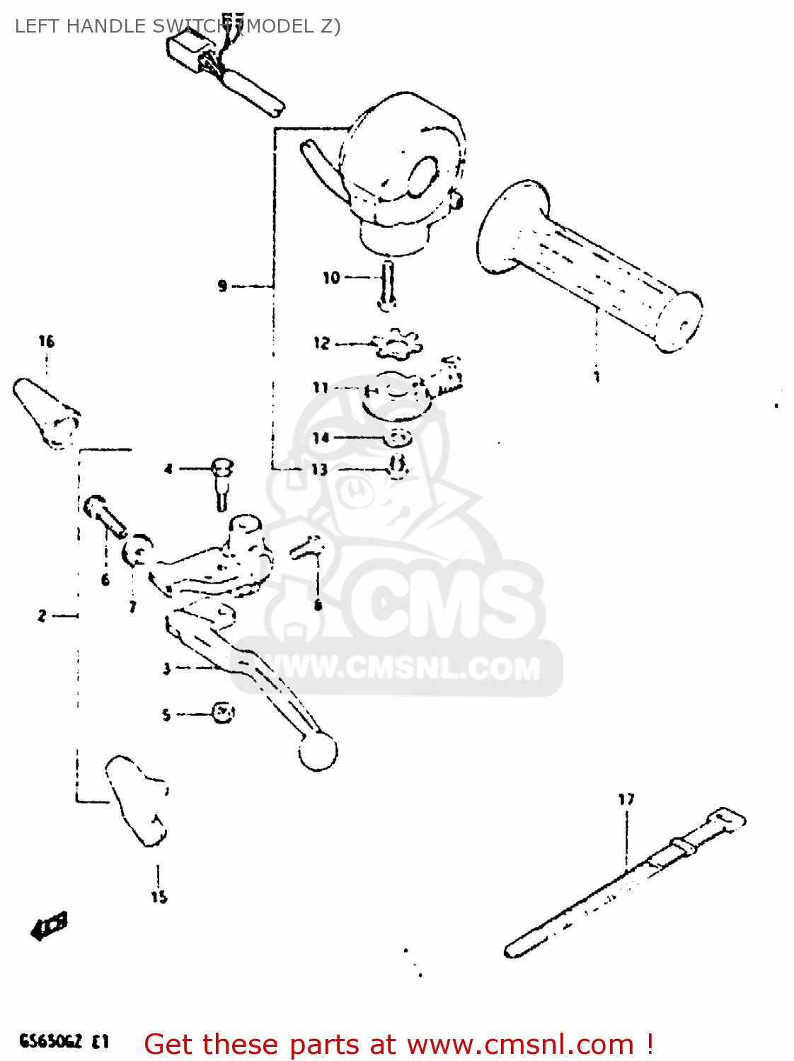 LEFT HANDLE SWITCH (MODEL Z) GS650G 1981 (X) (E01 E02 E04 E06 E16 E18 E21 E22 E24 E39)