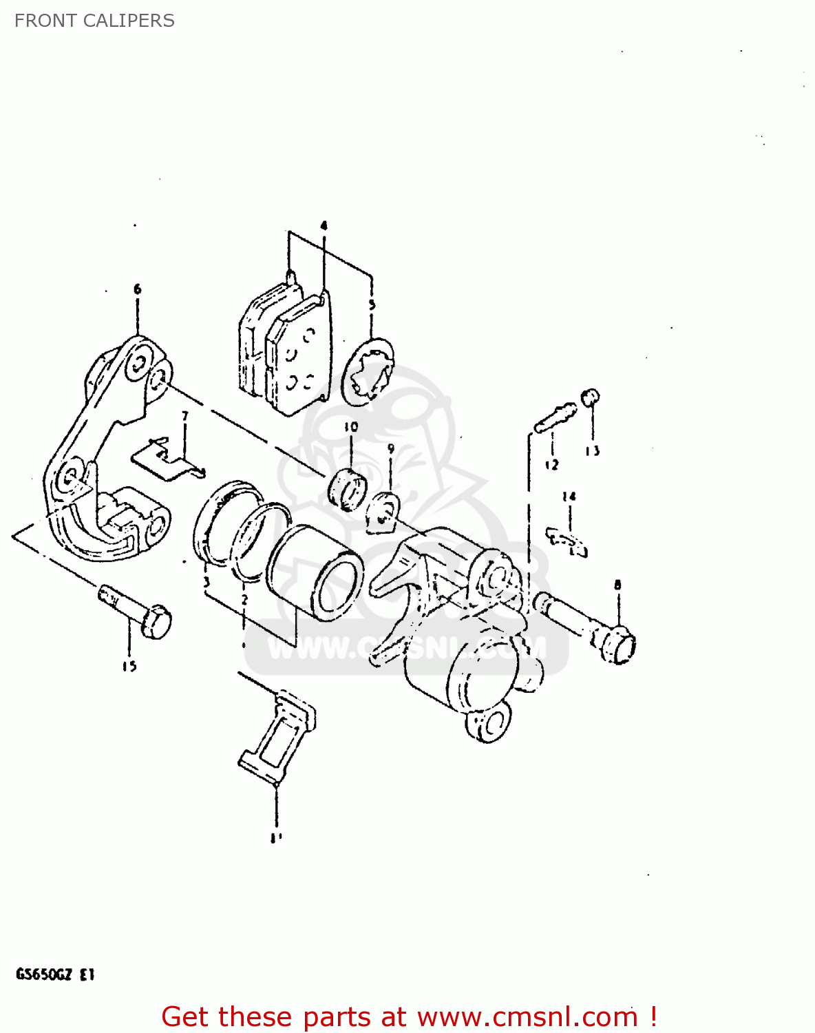 FRONT CALIPERS GS650G 1981 (X) (E01 E02 E04 E06 E16 E18 E21 E22 E24 E39)