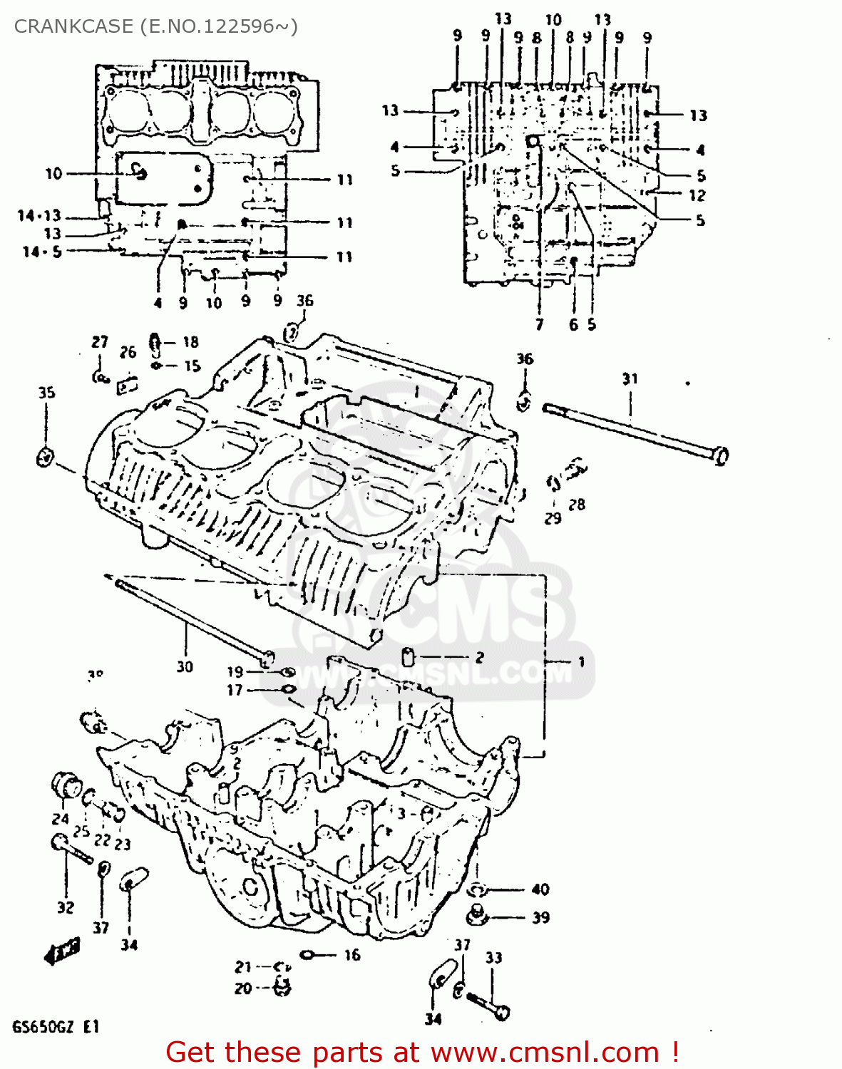 CRANKCASE (E.NO.122596~) GS650G 1981 (X) (E01 E02 E04 E06 E16 E18 E21 E22 E24 E39)