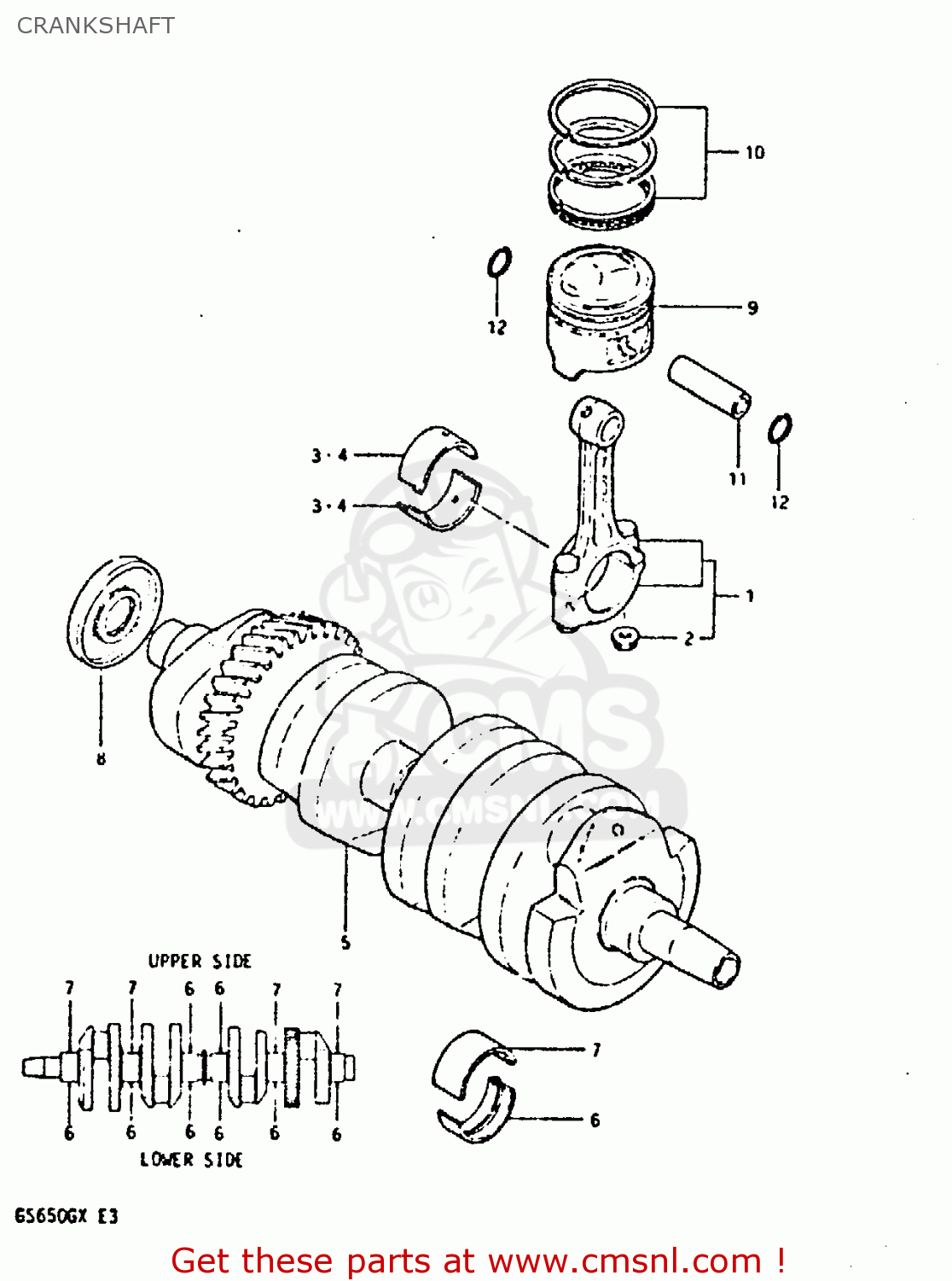 CRANKSHAFT GS650G 1981 (X) (E01 E02 E04 E06 E16 E18 E21 E22 E24 E39)