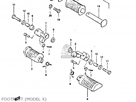 FOOTREST (MODEL X) - GS650G 1981 (X) (E01 E02 E04 E06 E16 E18 E21 E22 E24 E39)