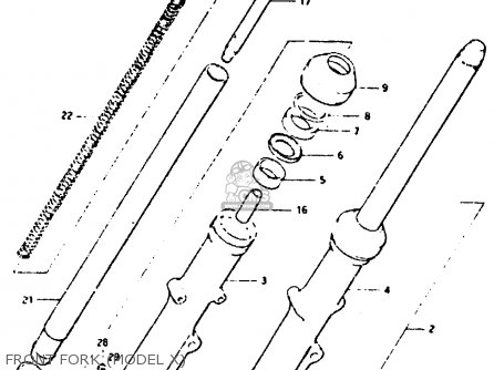 FRONT FORK (MODEL X) - GS650G 1981 (X) (E01 E02 E04 E06 E16 E18 E21 E22 E24 E39)