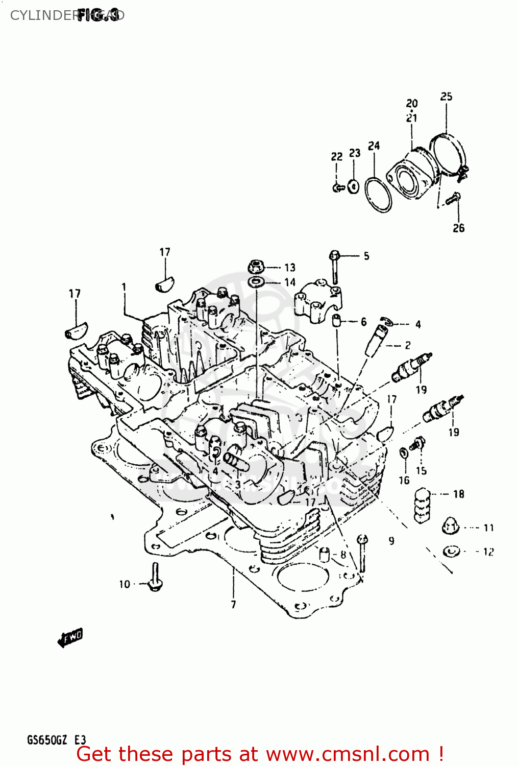 CYLINDER HEAD GS650G 1981 (X) USA (E03)
