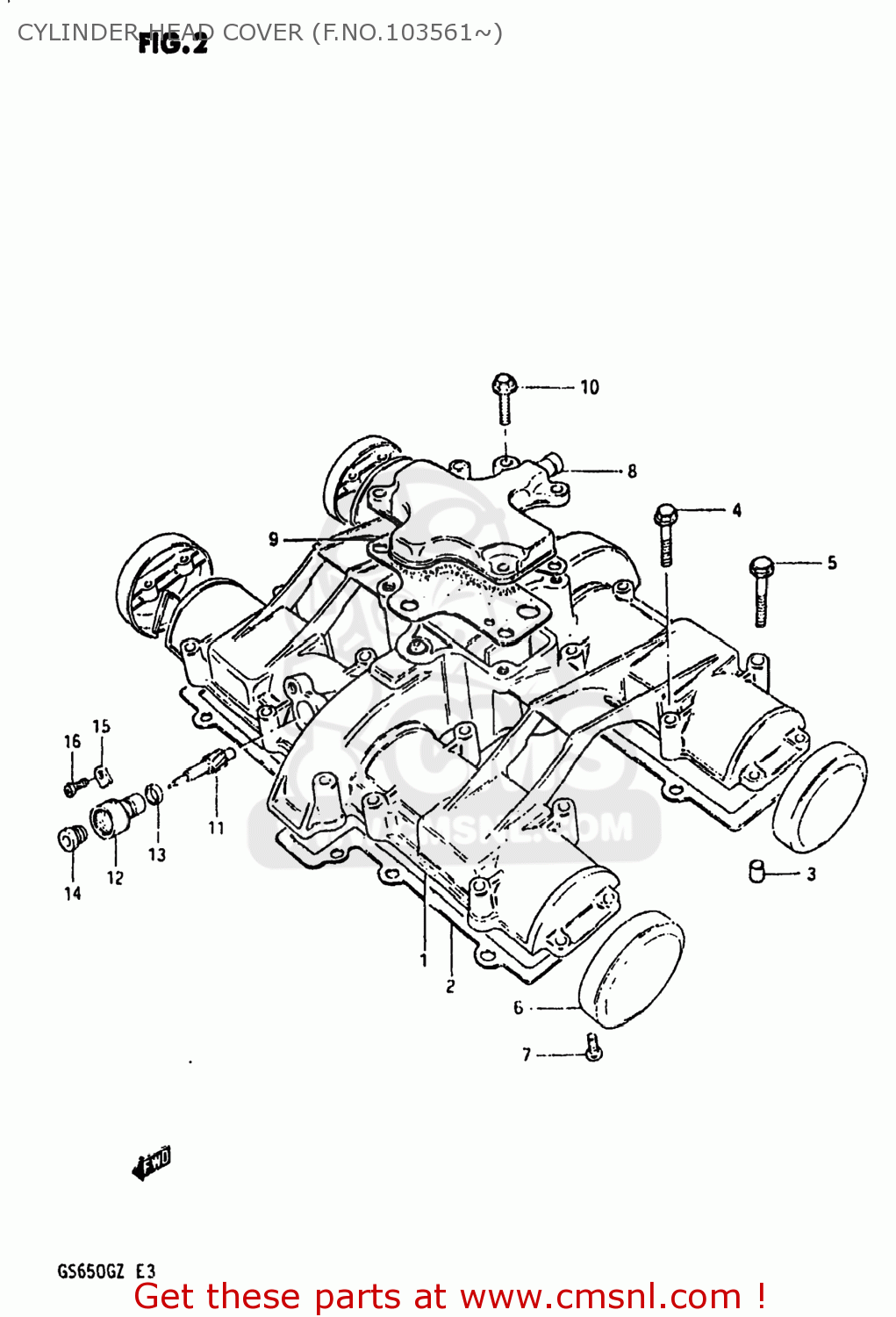 CYLINDER HEAD COVER (F.NO.103561~) GS650G 1981 (X) USA (E03)