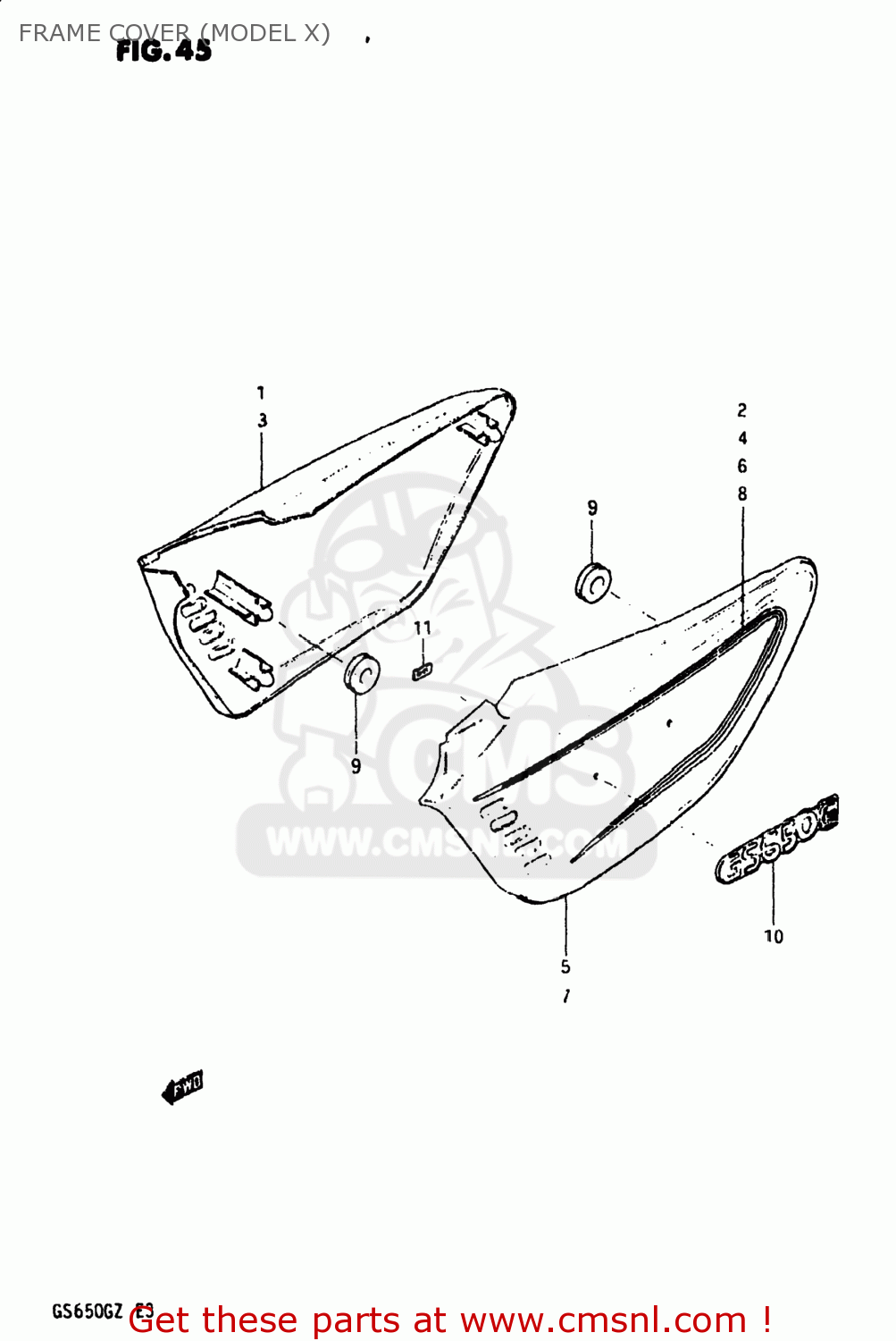 FRAME COVER (MODEL X) GS650G 1981 (X) USA (E03)