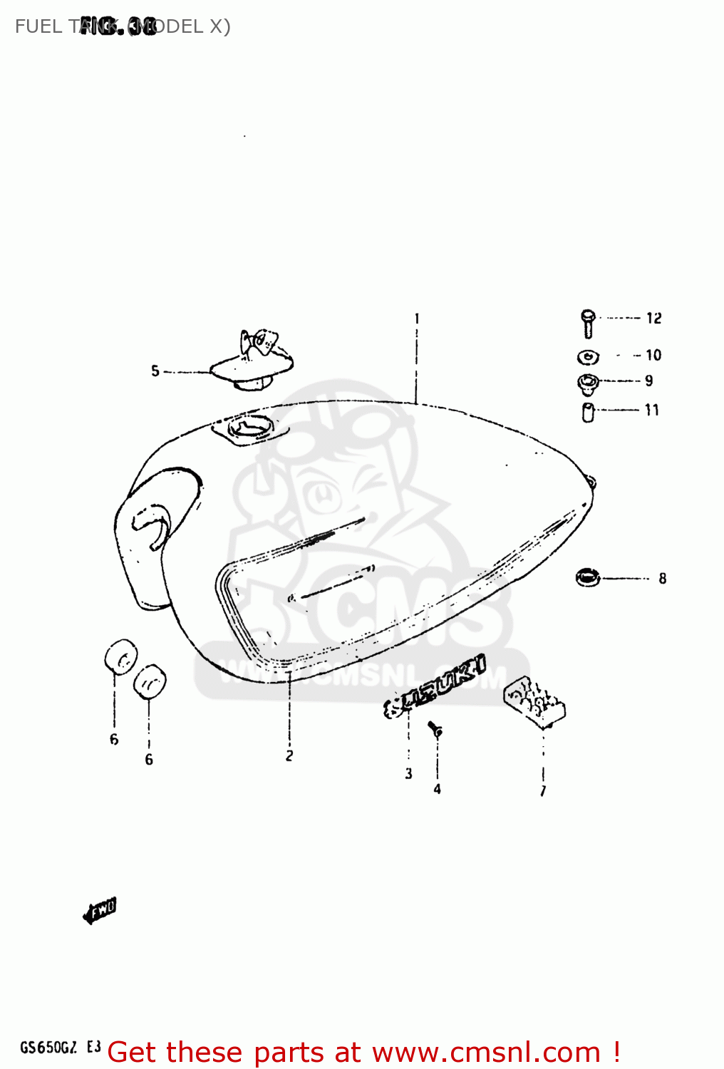 FUEL TANK (MODEL X) GS650G 1981 (X) USA (E03)
