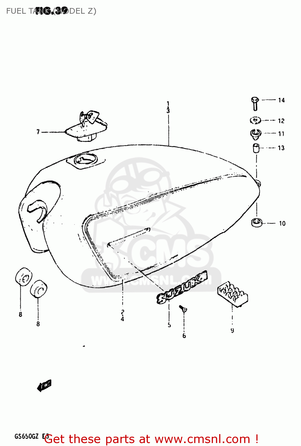 FUEL TANK (MODEL Z) GS650G 1981 (X) USA (E03)